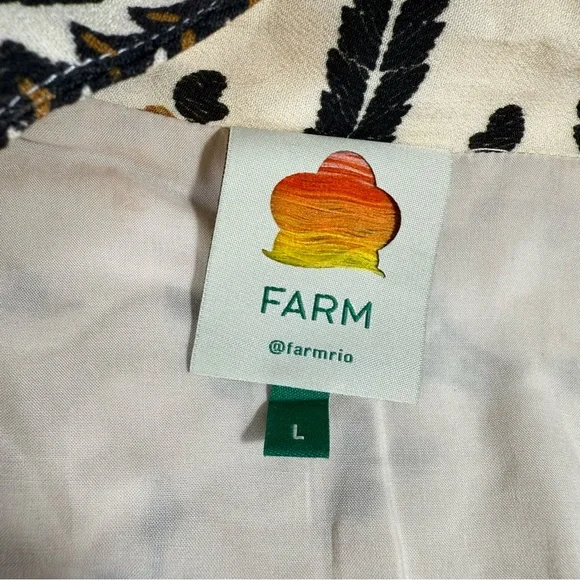 Farm Rio Palms Paradise Sand Long Sleeve V-Neck Floral Maxi Dress L - Picture 10 of 16